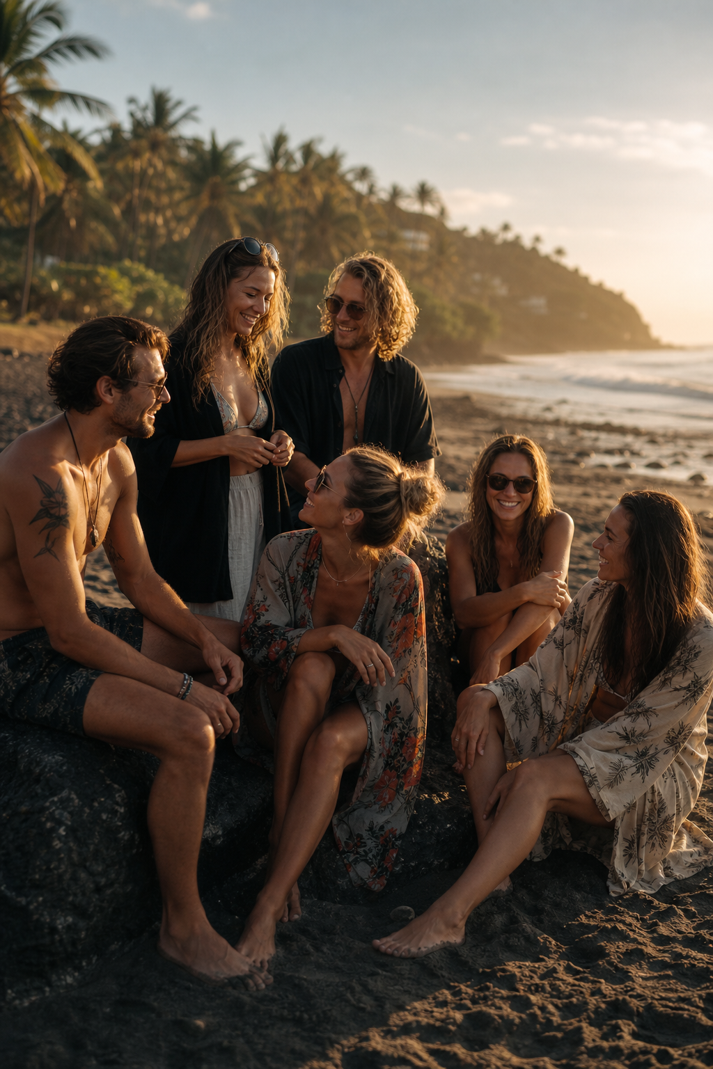 Friends on the Bali seaside